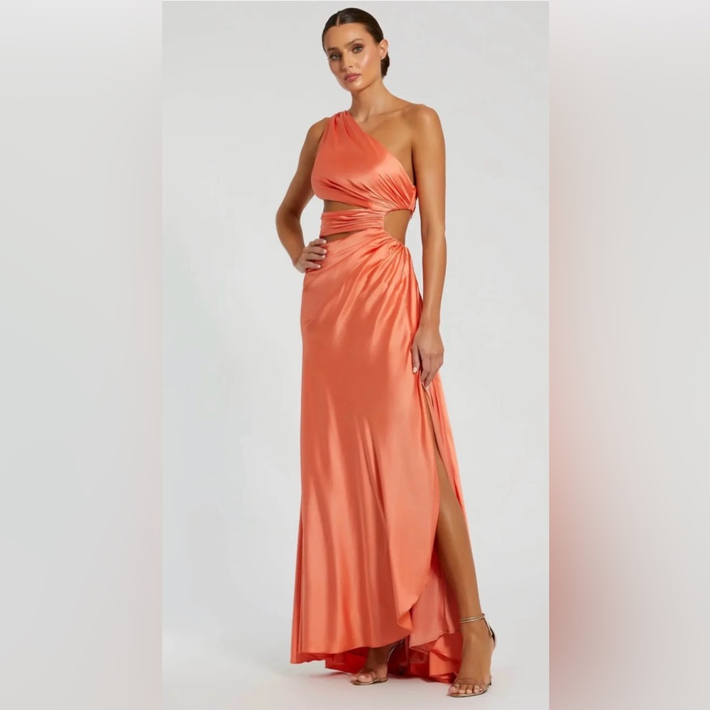 Mac Duggal One Shoulder Coral Gown